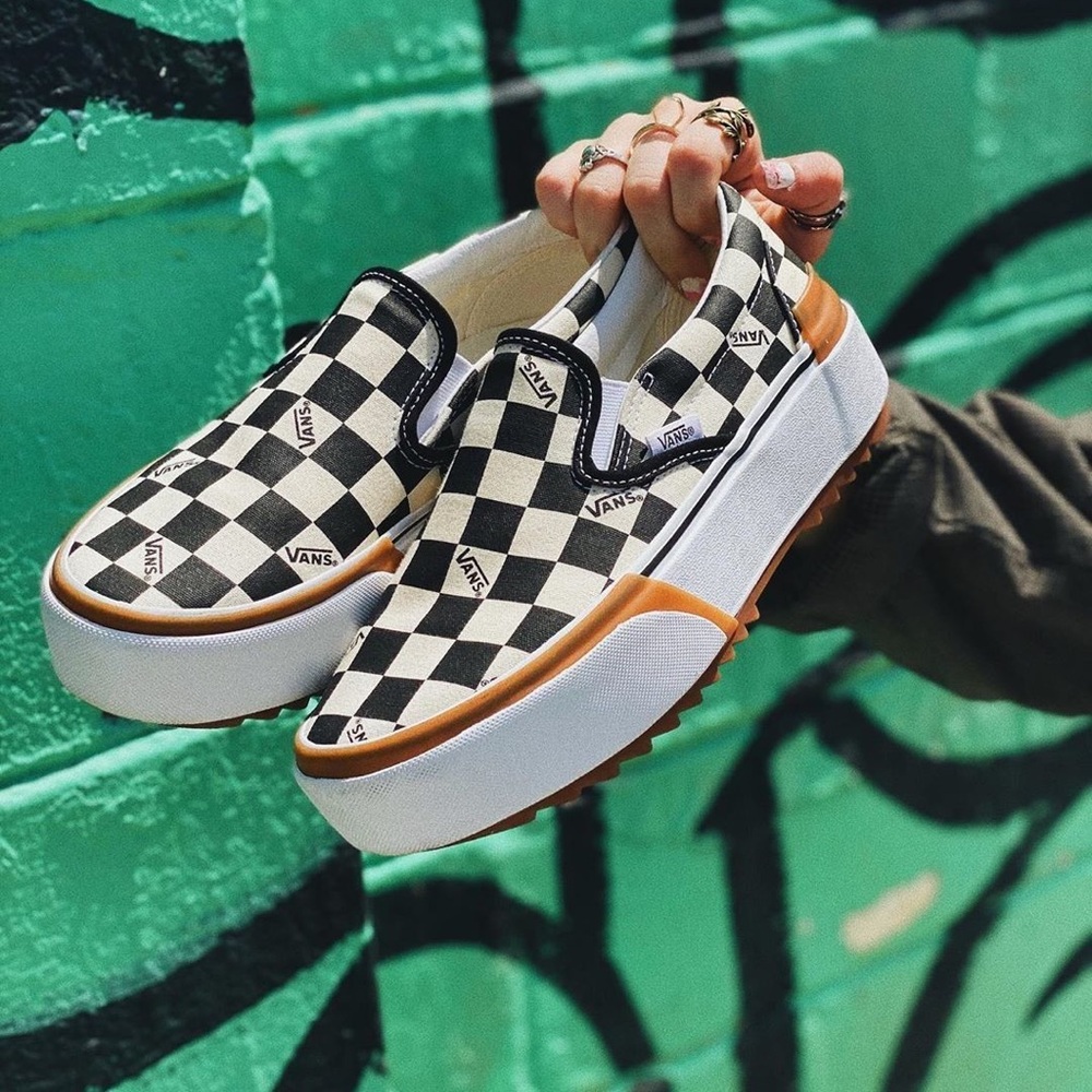 VANS Era Stacked Checkerboard Platform Slip On Shoes